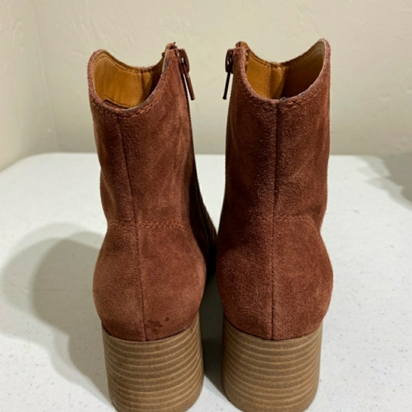 Lucky Brand Laidem Rust Suede Ankle Boot Womens Side Zip Sz 7 M EC - Picture 4 of 8